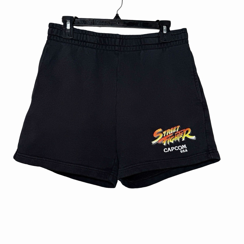 Chalk Line Street Fighter Capcom USA Fleece Sweat Shorts Black Mens M Gaming